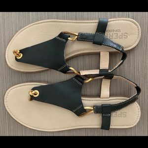 Black & Gold Sperry Sandals